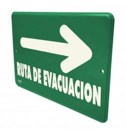 Letrero flecha derecha ruta de evacuacion