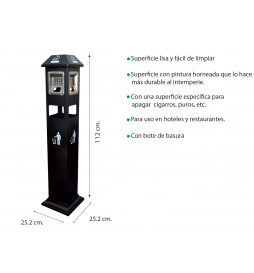 Contenedor De Basura y Cenicero Acero Ideal Para Exteriores