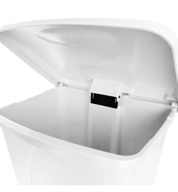 Rotho Paso Cubo de basura 20l con tapa y pedal antiolores, plástico (PP),  color blanco metálico, 20 litros (11.5 x 10.5 x 18.0 in)
